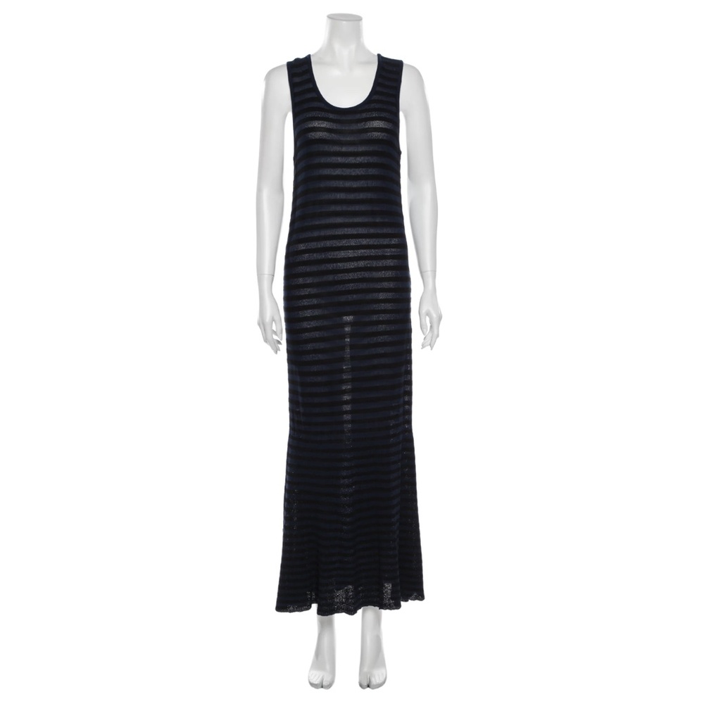 SONIA RYKIEL Scoop Neck / Striped Fine Knit with Stretch / Maxi Casual Dress / M